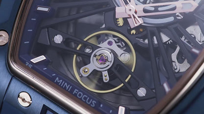 MINIFOCUS MF0603G Skeleton Automatic Watch for Men | Stainless Steel Barrel Case | Mechanical Wristwatch with Luminous Hands | MF0603G