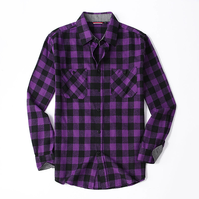 Men's Plaid Flannel Grinding Warm Shirt – European & American Casual Style | flr