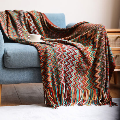 Cozy Knit Blanket with Tassels Soft and Stylish Throw for Home Comfort | JB013