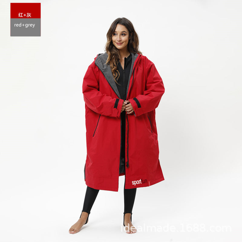 Sportfun Kapuzen-Bademantel – Wasserabweisender, fleecegefütterter Umkleideponcho | SPFF301 