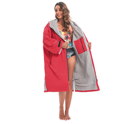 NEWAYSPORT Fleecegefütterter Umkleideponcho – Winddichter Thermomantel zum Surfen und Tauchen | NEWAYSPORT 