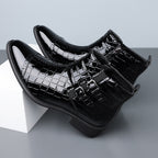 Reißverschluss geprägte High-Top-Lederschuhe Herren Vintage Martin Stiefel | 6805 
