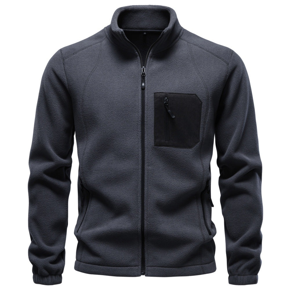 Men's Fleece-Lined Thermal Sweatshirt | 2026 Winter Outdoor Pullover with Zip Collar | Warm Sherpa Fleece Top | HD3059
