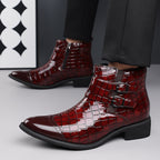 Reißverschluss geprägte High-Top-Lederschuhe Herren Vintage Martin Stiefel | 6805 