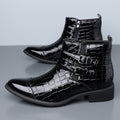 Reißverschluss geprägte High-Top-Lederschuhe Herren Vintage Martin Stiefel | 6805 