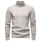 Men's Cable Knit Turtleneck Sweater 2026 Winter Slim Fit Pullover | Warm Viscose Blend Knitwear