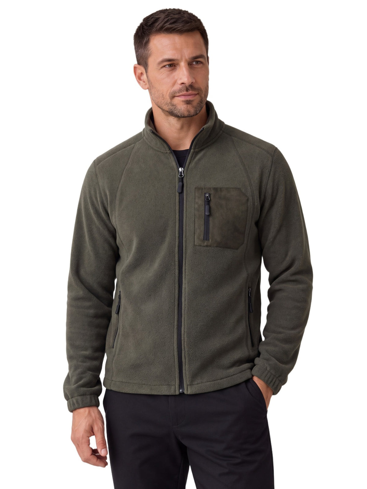 Men's Fleece-Lined Thermal Sweatshirt | 2026 Winter Outdoor Pullover with Zip Collar | Warm Sherpa Fleece Top | HD3059