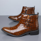 Reißverschluss geprägte High-Top-Lederschuhe Herren Vintage Martin Stiefel | 6805 