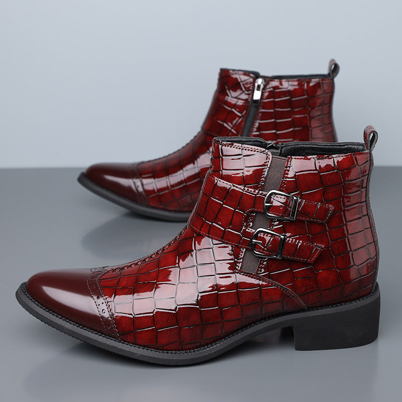 Reißverschluss geprägte High-Top-Lederschuhe Herren Vintage Martin Stiefel | 6805 