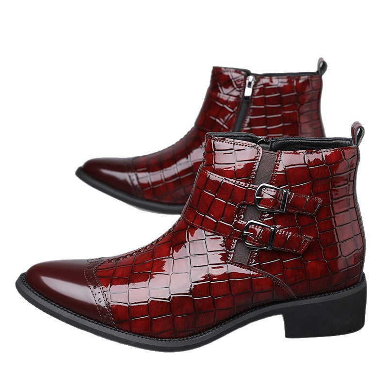 Reißverschluss geprägte High-Top-Lederschuhe Herren Vintage Martin Stiefel | 6805 