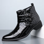 Reißverschluss geprägte High-Top-Lederschuhe Herren Vintage Martin Stiefel | 6805 