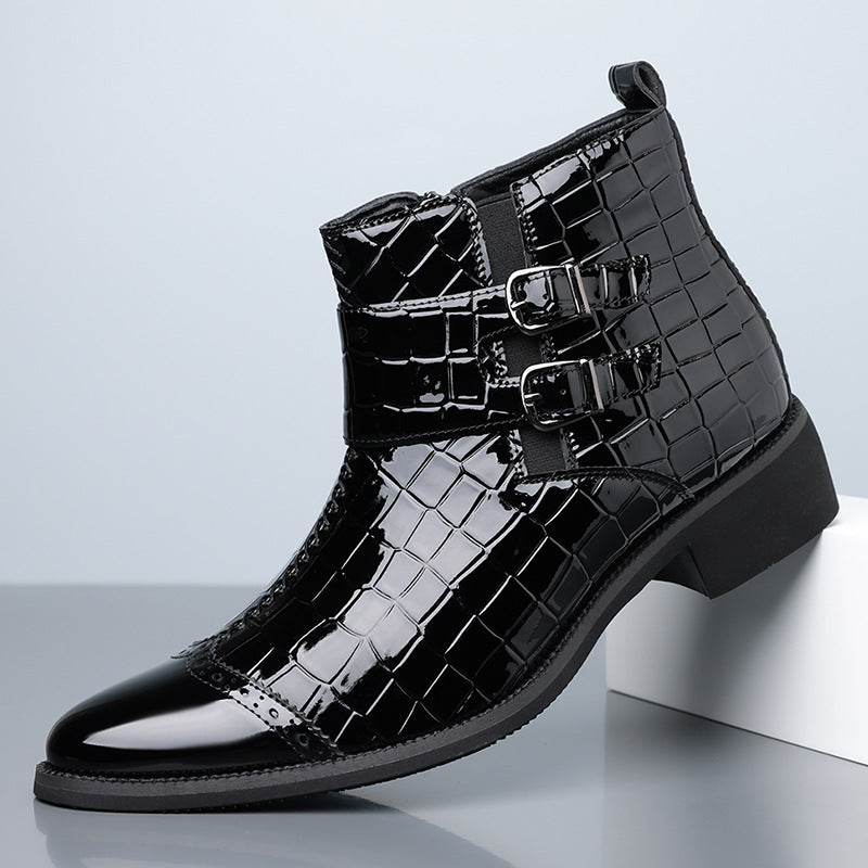 Reißverschluss geprägte High-Top-Lederschuhe Herren Vintage Martin Stiefel | 6805 
