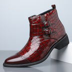 Reißverschluss geprägte High-Top-Lederschuhe Herren Vintage Martin Stiefel | 6805 