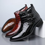 Reißverschluss geprägte High-Top-Lederschuhe Herren Vintage Martin Stiefel | 6805 