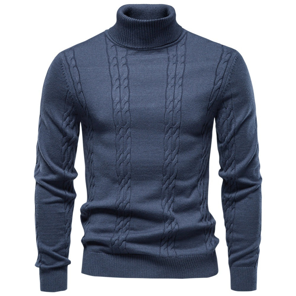 Men's Cable Knit Turtleneck Sweater 2026 Winter Slim Fit Pullover | Warm Viscose Blend Knitwear