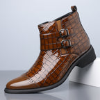 Reißverschluss geprägte High-Top-Lederschuhe Herren Vintage Martin Stiefel | 6805 
