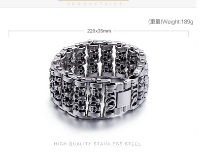 Herren Totenkopf Armband Titan Stahl Punk Geisterkopf Armband | KB76276-BD