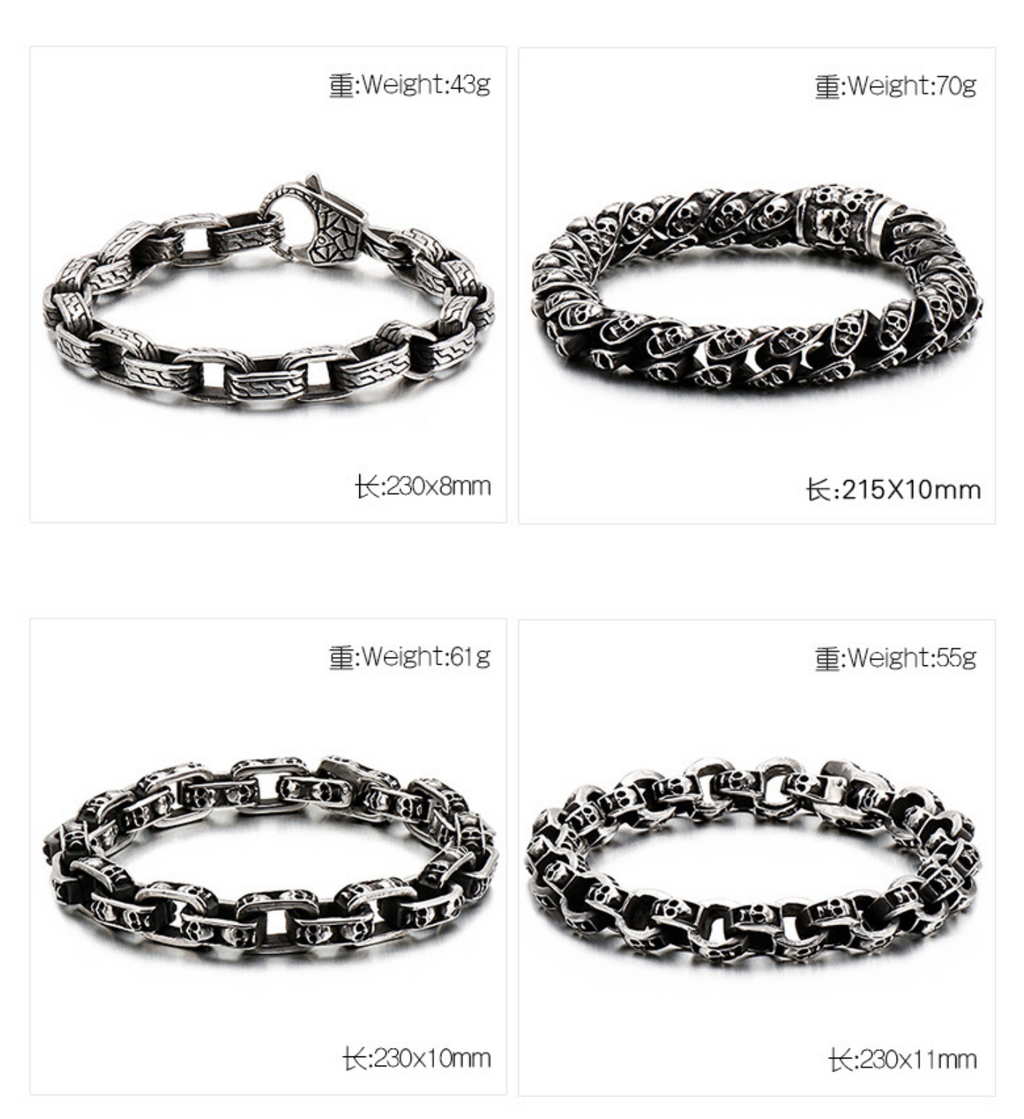 Herren Edelstahl Totenkopf Armband Punk Motorrad Geisterkopf Design Titan Stahl Armband | KB120968-BDJX 