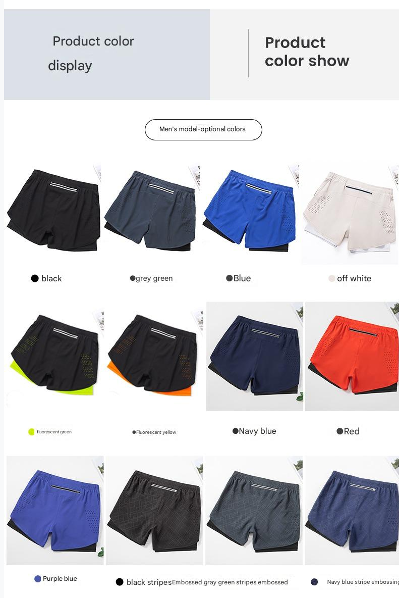 3/4-Laufshorts für Herren – schnelltrocknende, rutschfeste, doppellagige Gym- und Marathon-Shorts | DK22001&amp;WDK22001 