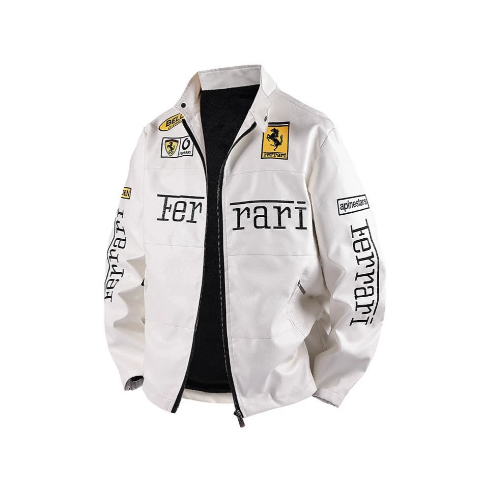 PU Leather Moto Jacket | F1 Racing Style Padded Biker Coat Waterproof Windproof Streetwear