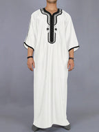 Muslimische Herrenrobe, mehrfarbig, kurzärmelig, bestickt, arabisch-marokkanisch, elegante traditionelle Kleidung | 21450 