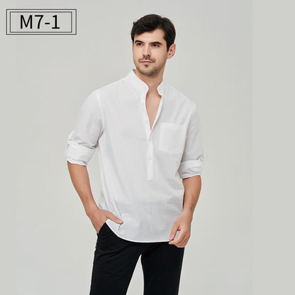 Chemise Henry à boutons solides pour homme, style classique et formel, style polyvalent | M7 