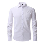 Herren Elastizität Formelles Hemd Langarm Hochzeit Slim Fit Bügelfreie Hemden Top | W7 