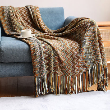 Cozy Knit Blanket with Tassels Soft and Stylish Throw for Home Comfort | JB013