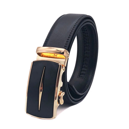 Ceinture à cliquet en cuir véritable pour homme avec boucle à clic automatique | DB-1