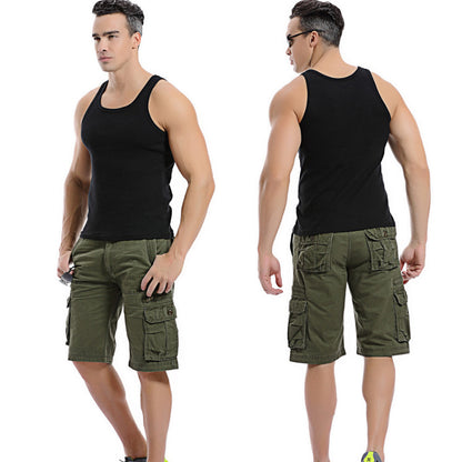 Men's Cotton Casual Multi Pocket Outdoor Cargo Shorts-038