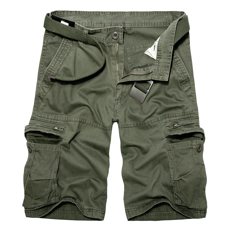 Men's Cotton Casual Multi Pocket Outdoor Cargo Shorts-038