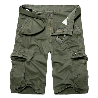 Men's Cotton Casual Multi Pocket Outdoor Cargo Shorts-038