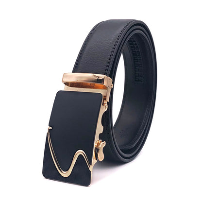 Ceinture à cliquet en cuir véritable pour homme avec boucle à clic automatique | DB-1