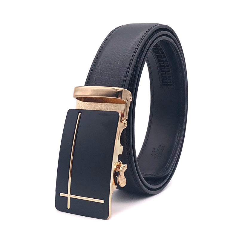 Ceinture à cliquet en cuir véritable pour homme avec boucle à clic automatique | DB-1