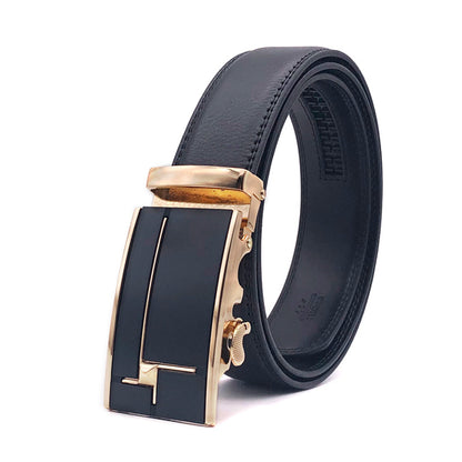 Ceinture à cliquet en cuir véritable pour homme avec boucle à clic automatique | DB-1