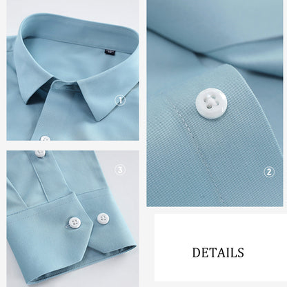 Men's Spring Bamboo Fibre Solid Slim Fit Long Button Up Shirts  | ZXW1