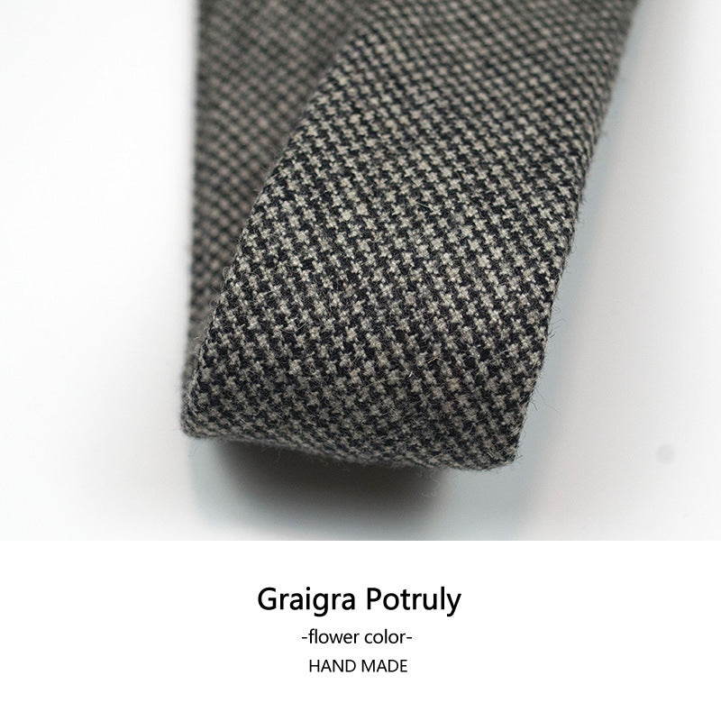 Herren-Krawatte aus Wolle und Kaschmir, kariert, lässig, formell, schmal, Tweed-Muster | Y-112