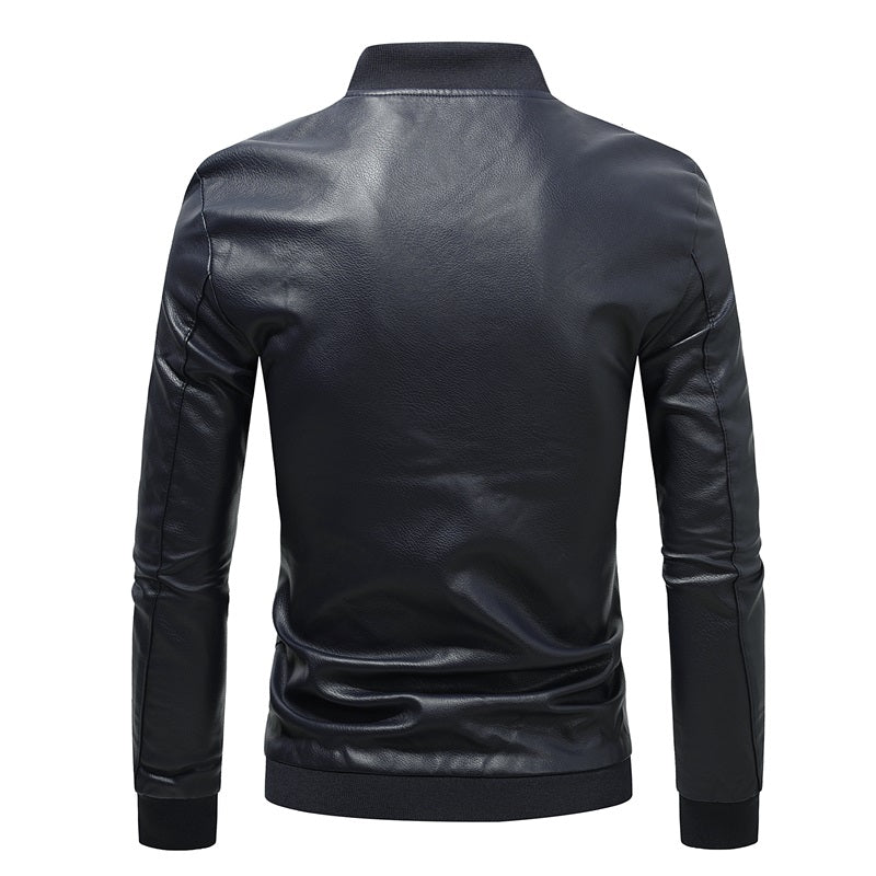 Men's Premium PU Leather Jackets Slim Fit Solid Color | JK90