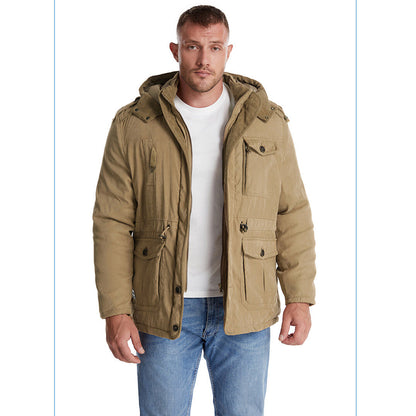 Thick Hooded Lamb Wool Men's Premium Multipockets Jacket | 3256