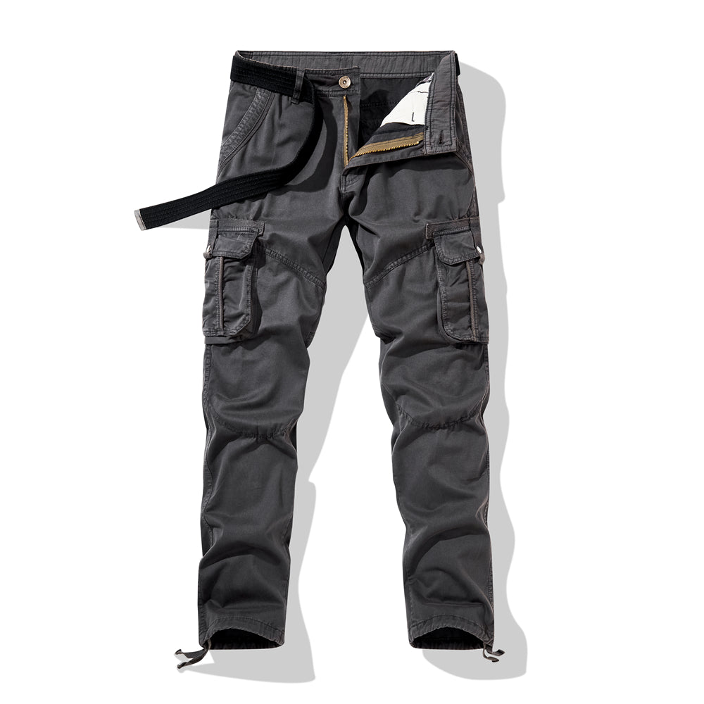D Grey Herren Premium Relaxed Fit Straight Leg Cargohose mit mehreren Taschen | YH1207