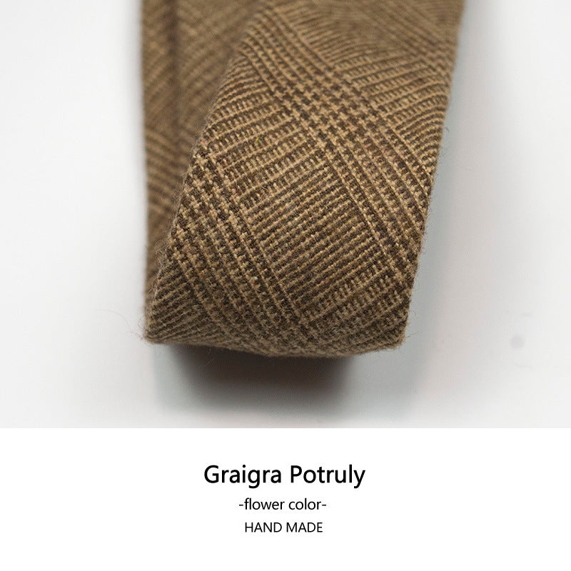 Herren-Krawatte aus Wolle und Kaschmir, kariert, lässig, formell, schmal, Tweed-Muster | Y-112