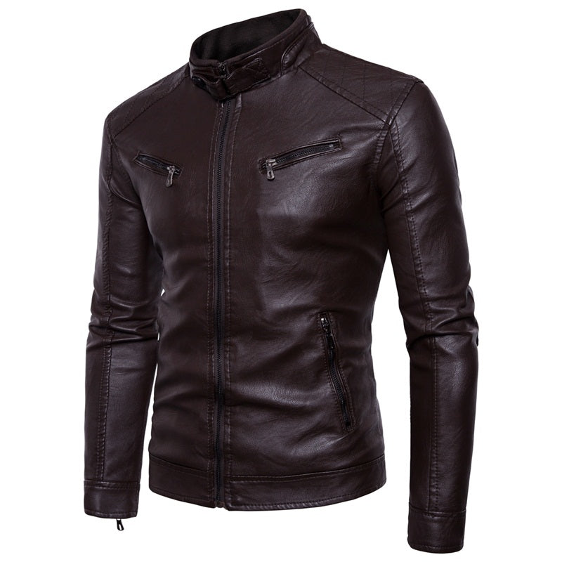 Veste en similicuir de qualité supérieure pour homme, coupe slim, élégante | JK12