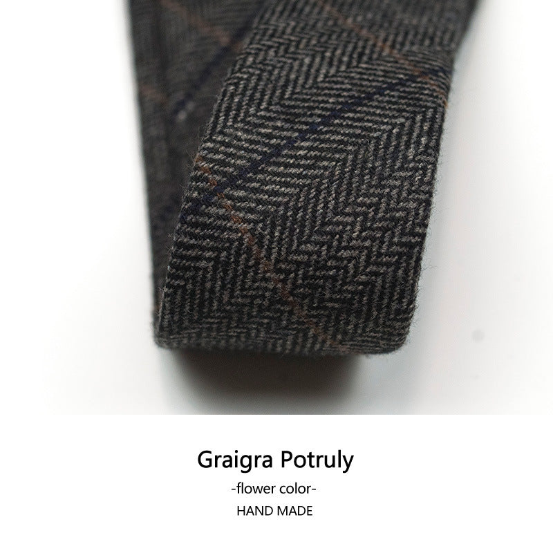 Herren-Krawatte aus Wolle und Kaschmir, kariert, lässig, formell, schmal, Tweed-Muster | Y-112