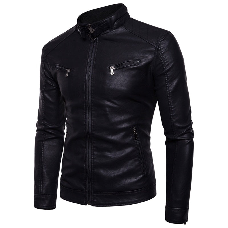 Veste en similicuir de qualité supérieure pour homme, coupe slim, élégante | JK12