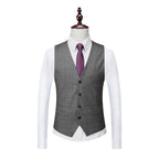 Herrenanzug Slim Fit mit Karomuster, 3-teilig, Einknopf, Business-Anzug für Hochzeiten und Bälle, Blazer, Smoking, Weste und Hose | 1727