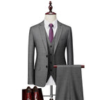 Herrenanzug Slim Fit mit Karomuster, 3-teilig, Einknopf, Business-Anzug für Hochzeiten und Bälle, Blazer, Smoking, Weste und Hose | 1727