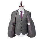 Herrenanzug Slim Fit mit Karomuster, 3-teilig, Einknopf, Business-Anzug für Hochzeiten und Bälle, Blazer, Smoking, Weste und Hose | 1727