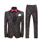 Herren Zweiteiliger Slim Fit Businessanzug mit Muster, tailliert, eleganter Smoking für Trauzeugen | C317-TZ107