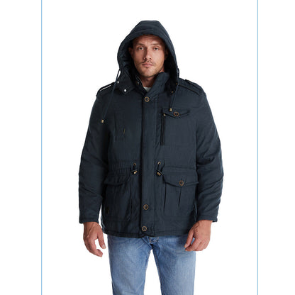 Thick Hooded Lamb Wool Men's Premium Multipockets Jacket | 3256