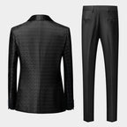 Eleganter schwarzer Jacquard-Smokinganzug, 3-teilig, für Herren – 1953